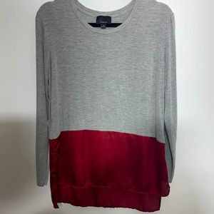 Red and grey silk bottom long sleeve tee